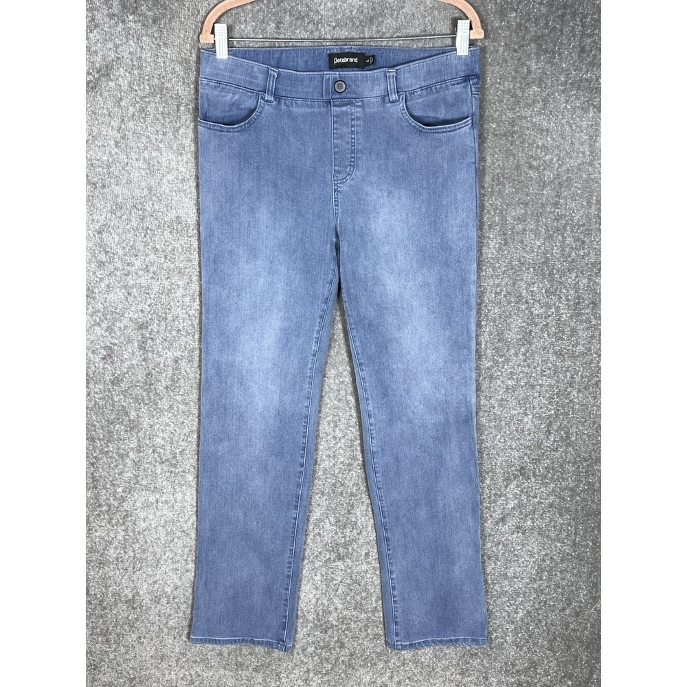 Betabrand Straight Leg 4 Pocket Yoga Denim Jeans Womens Sz Large Blue Light Wash